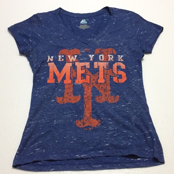 Majestic Tops - New York Mets babydoll v-neck T-shirt